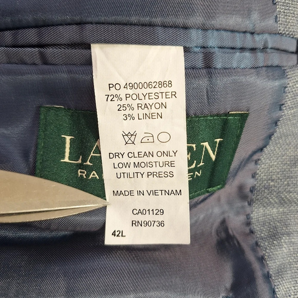 Lauren Ralph Lauren Men 42L Blue Notched Collar Two-Button Blazer Sportcoat - Picture 11 of 16